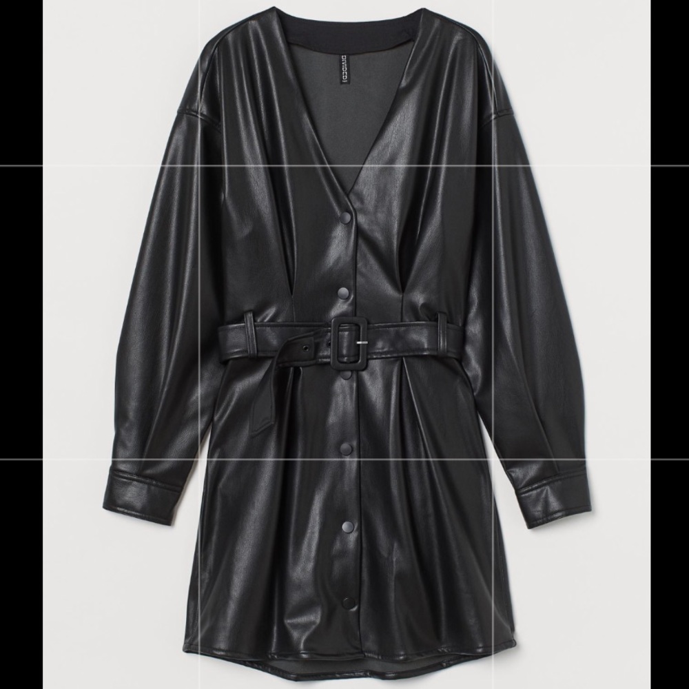 H&M Faux Leather Dress Black Size M